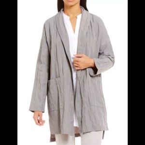NWT Eileen Fisher Organic Cotton Kimono Knee Length Coat Woven In France 🇫🇷